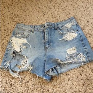Topshop distressed jean shorts